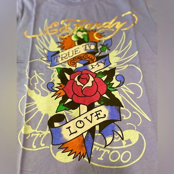 ❤️🔥🔥 ED HARDY “True to My love” tee size Small NWT - Picture 2 of 13